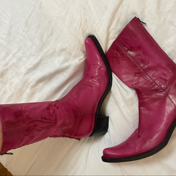Rocco P italian leather hot pink fuschia western boots with dyed detail - Picture 7 of 8